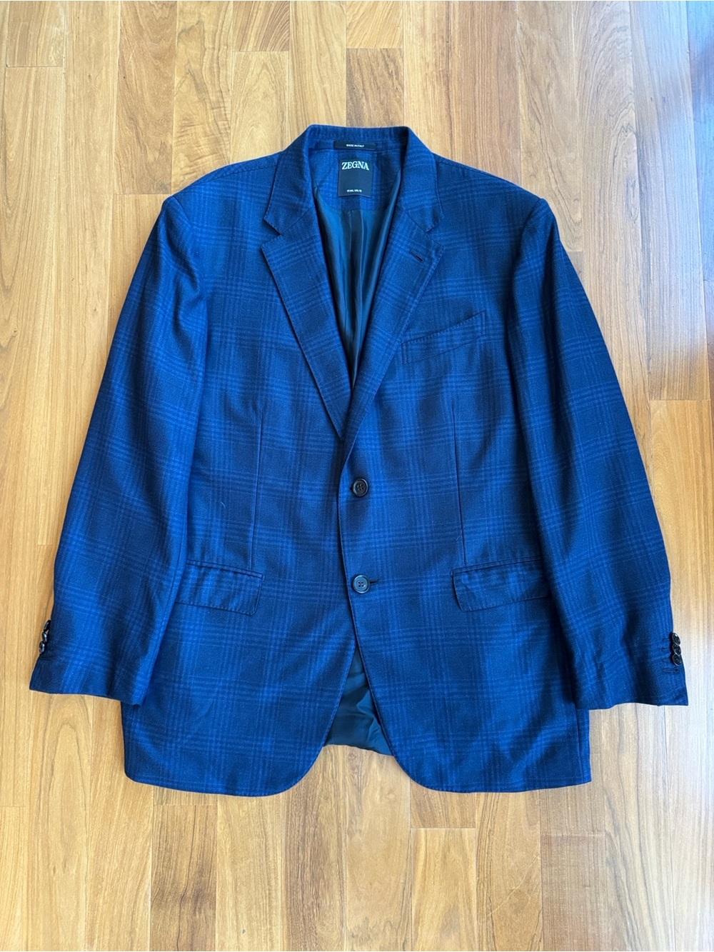 Zegna 15 Mil Mil 15 Blue Plaid Two-Button Wool Blazer 54R/44R - Made In Italy